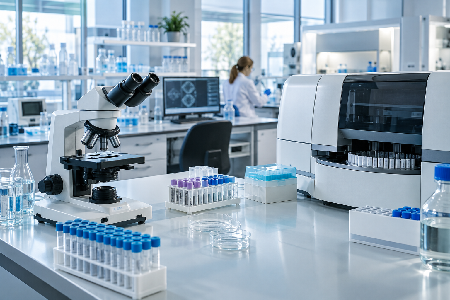 Modern laboratory microscope and diagnostic analyzer
